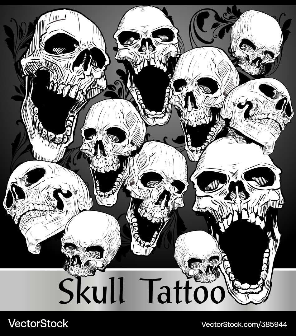 Skull tattoo wallpaper vector