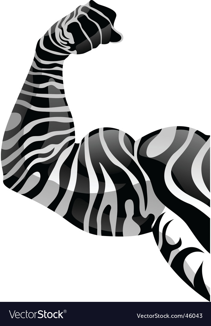 Power hand with zebra tattoo vector