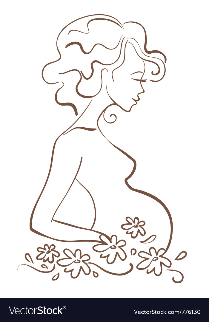 Pregnant woman in flowers vector