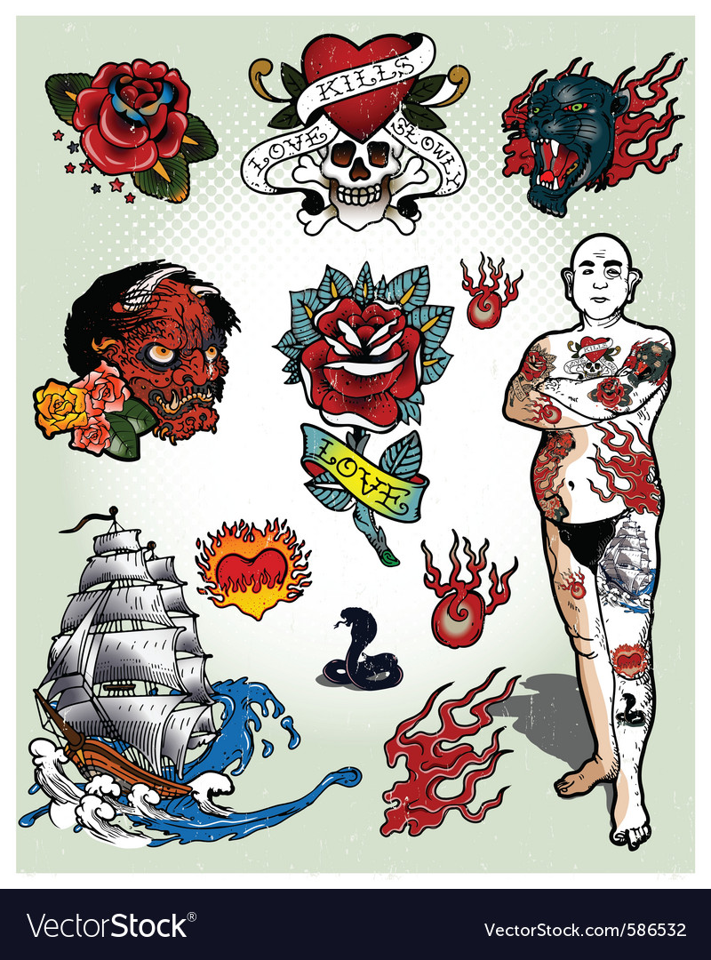 Set of tattoos vector