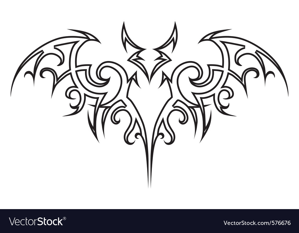 Bat tattoo tribal design vector