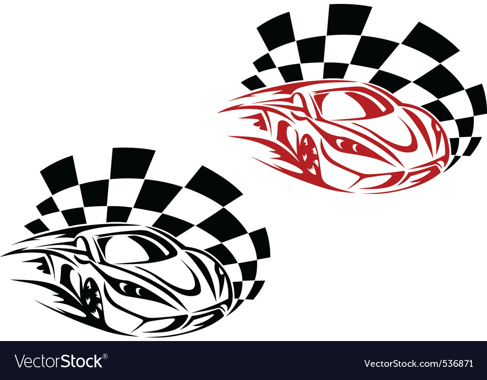 Racing cars and symbols for sports or tattoo desig vector