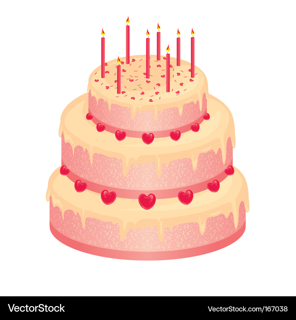 Birthday Cake Cartoon on Sweet Pink Birthday Cake Vector 167038   By Elfy