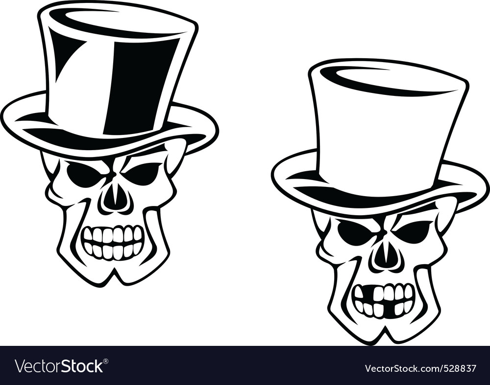 Black skull in cartoon style