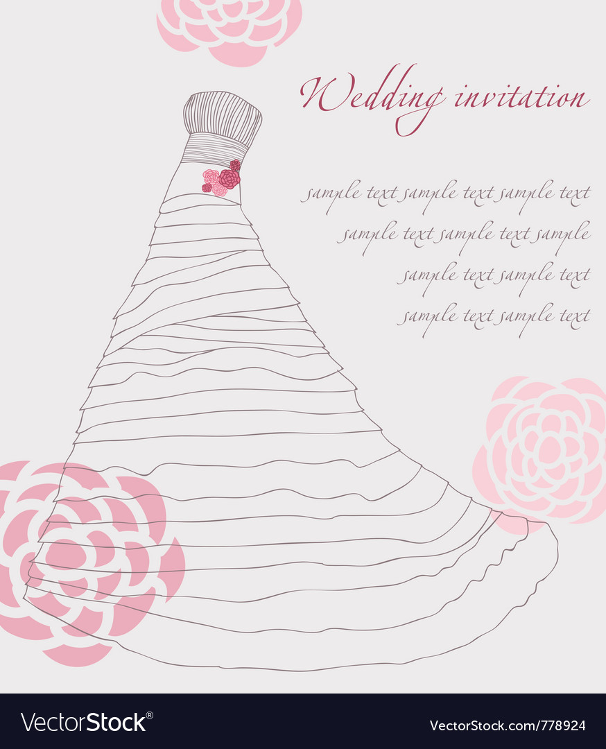 Wedding dress invitation card vector