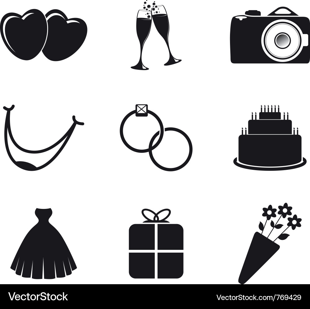 Free Wedding Vector on Wedding Icons Vector 769429 By Jameschipper