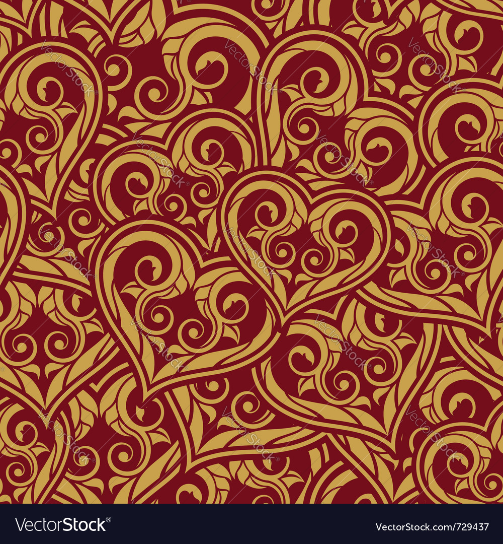 Wedding gold seamless wallpaper pattern with heart vector