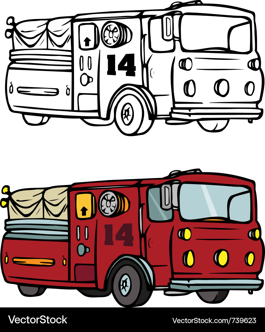 Fire Truck Coloring on Fire Truck Coloring Book Vector 739623 Jpg