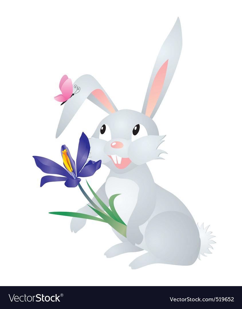 صور   كرتونيه Grey-hare-with-flower-vector