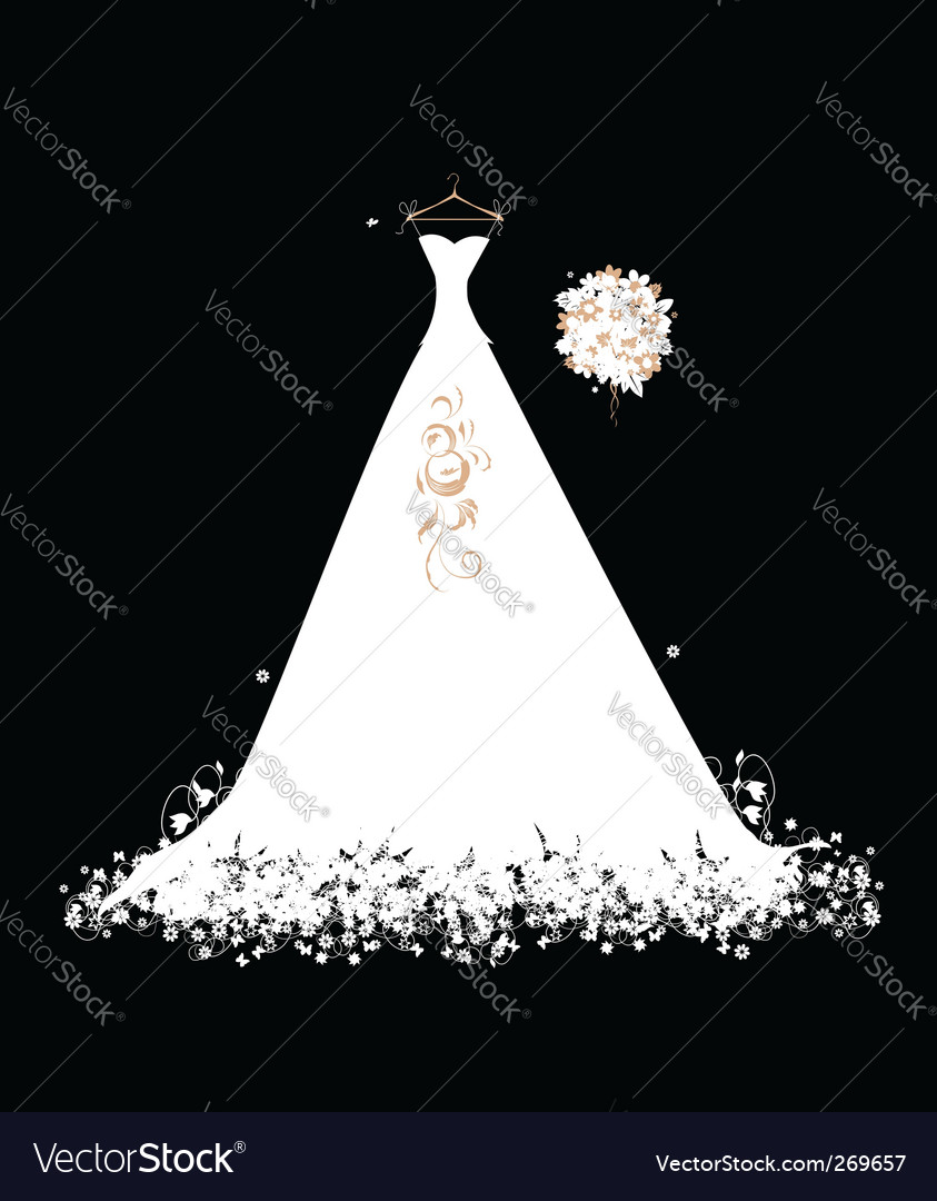 Wedding dress white on hangers vector